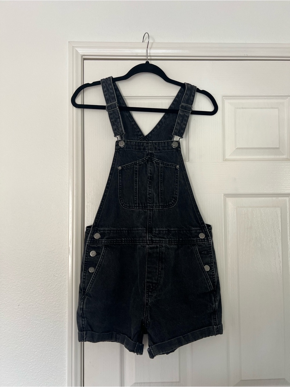 Old Navy Black Denim Short Overalls